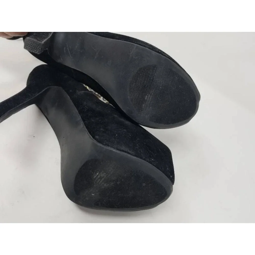 Ermax Womens Stiletto Heels Black Animal Print‎ 8
